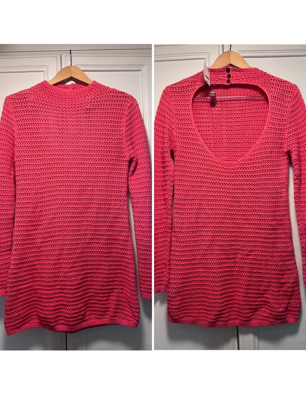 NWT Free People FP Beach Pink Knit V-Neck Mini Cover Up Dress Pool Travel Small